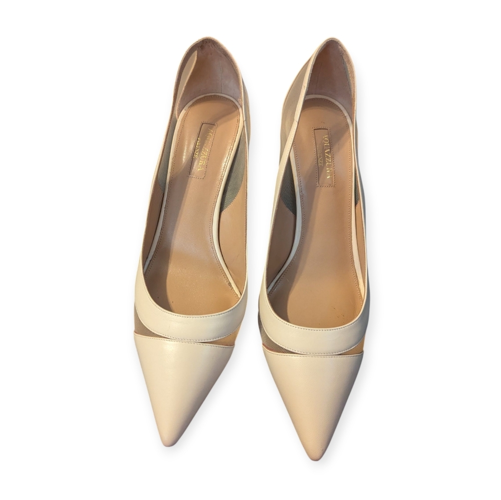 Aquazzura Cream Mesh Heels Size 39.5